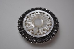 Vintage Jerusalem Silver 935 Brooch with Mother of Pearl