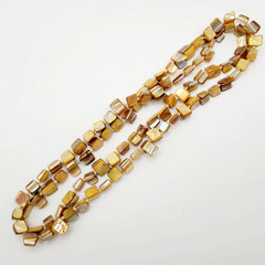 Warm Brown Beige Tone MOP Abalone Tri Tip Nugget NO CLASP Vintage Necklace 36 in
