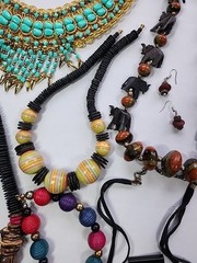 35x Vtg-Now Chunky Mixed Jewelry Lot – Wood Bone Stones Tribal Necklace Earrings