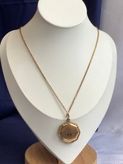 Antique Gold Plated Speidel Locket Necklace Jewelry 17.5″ Amethyst Color *READ*