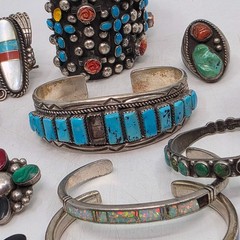 Lot Of (17) Native American High Quality Jewelry Pieces READ