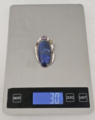 Vtg Sterling Silver 925 Large 2.5″ Ornate Lapis Lazuli Pendant Clip Signed 30g