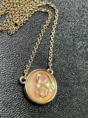 Adult Jewels Signed 16-18” LEO Birth Sign Pink AB Resin Gold Tone Chain Necklace