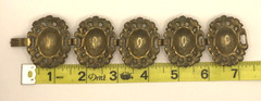Vintage Chunky Wide Gold Tone 5 Cabochon Panel with Faux Pearls Bracelet 7”
