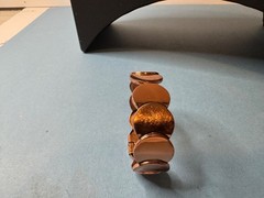 Vintage Mid Century Renoir Copper Disk Hinged Clamp Cuff Bracelet Signed