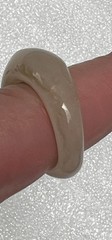 Vintage Thick Agate Bangle 2.5” & Agate Ring 7” Natural Colors Beige Creme Brown