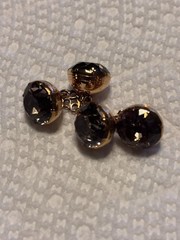 Pair Antique Gold Georgian 15ct 15k Rock Crystal Cufflinks 15kt
