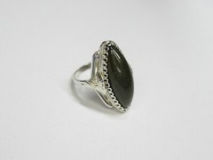 Vintage USSR sterling silver ring 875, star, nephritis, 5,63 gr., ring size 6,5.