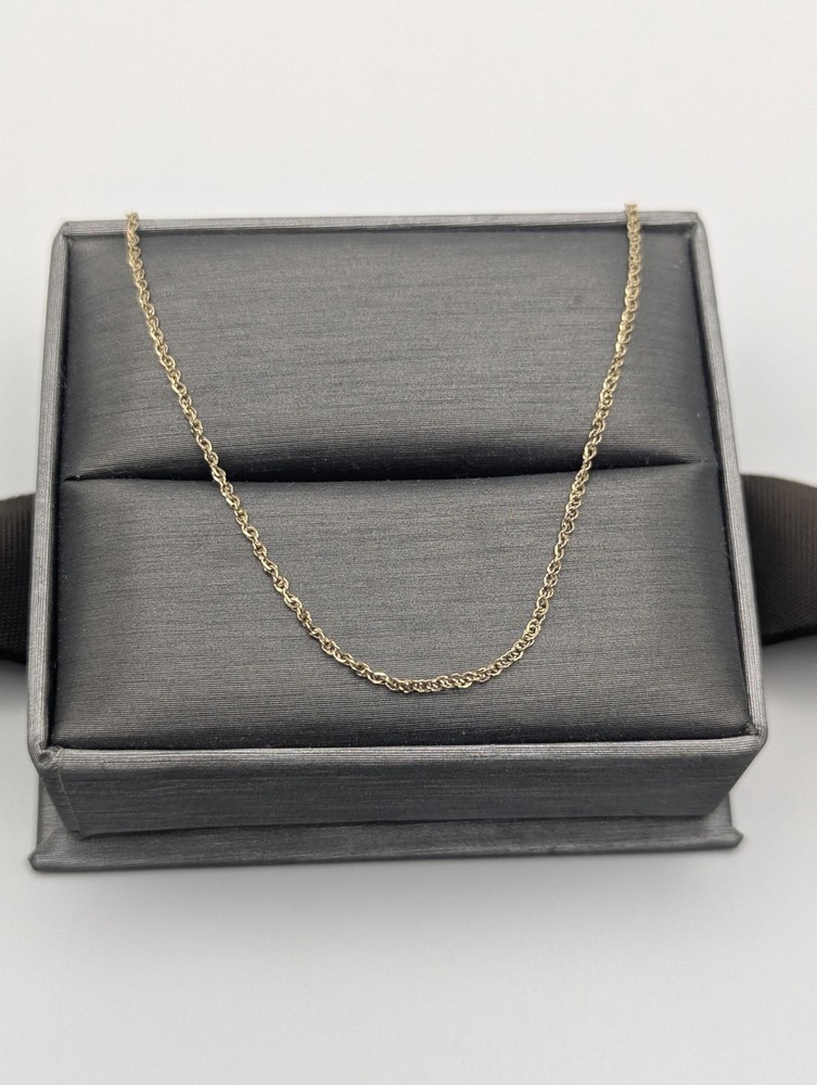 14k Yellow Gold 0.6 mm Twisted Chain Necklace. Adjustable Chain Necklace.