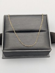 14k Yellow Gold 0.6 mm Twisted Chain Necklace. Adjustable Chain Necklace.