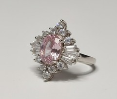 Vintage Sterling Silver 925 Signed STS Pink Topaz And Cz Ring Size 7