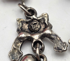 Vintage Kitty Cat Heart Dangle Earrings Silver Tone Figural Novelty 1 In
