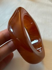 Vintage Acrylic Resi Bangle Irregular Geometric statement Bracelet Amber Color