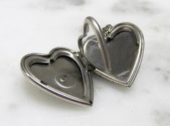 Diamond Accented Sterling Silver Heart Pendant & Photo Locket ~ 6.3g ~ 3-H1185