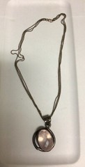 Vintage 925 Real Rose Quartz Pendant W/ VTG DESIGN AGI 925 ITALY Necklace