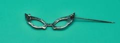 Vntg Signed MC Michael Conroy Sterling Silver Marcasite Cat Eye Glasses Brooch