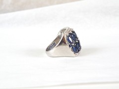 Vintage Sterling Silver 925 Natural Sapphire Diamond Statement Ring Size 7