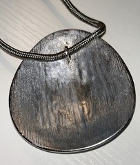 DANON Israel Designer Signed Brushed Silver Pendant Necklace Modernist 36” 90s