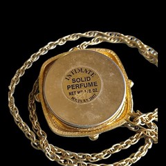 Vtg Revlon Intimate Solid Perfume Flower Swirl Locket Necklace Victorian Style
