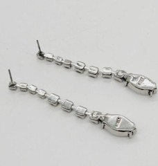Monet Chandelier Crystal Silver Tone Pierced Earring Dangle Vintage 2.25 in