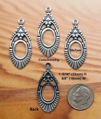 #0046 ANTIQUED STERLING SILVER PLATED OPEN TEARDROP W/TOP HANG RING – 4 Pc Lot