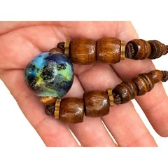 Hand Painted Wooden Bead Necklace 90s Y2K Era