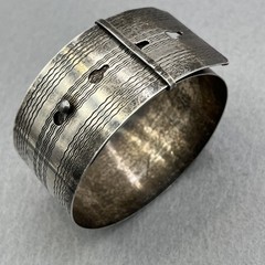 Vintage Sterling Silver Buckle Wide Bracelet Adjustable English