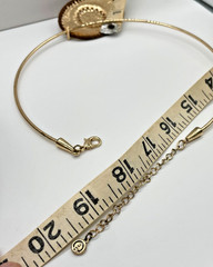 VTG Signed Boho Hammered Gold tone Faux gem Wire choker & hinged bracelet set
