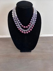 Necklace Pearl Beaded Layered Statement Multi Strand Purple Lilac Spring Summer