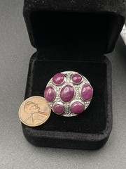 🔥Vintage Cabochon Rough Rubies Ruby Sterling Silver 925 Statement Ring Size 10