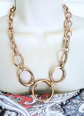 Gorgeous BRONZE MILOR ITALY Rose Gold Circle Link Statement Necklace