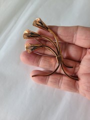 Vintage RENOIR Solid Copper Easter Calla Lily Pin Flowers Design Brooch Mid Cent