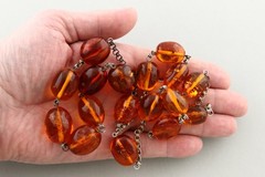ANTIQUE Vintage Genuine Insect Beads BALTIC AMBER Chain Necklace 74.2g 260312-1