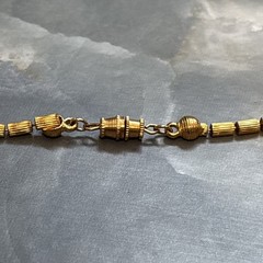 Vintage 1960s Modernist Gold Tone Cylinder Bead Layering Necklace 24 Inch