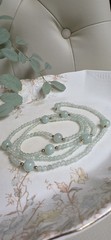 Vintage Jadeite Jade Endless Bead Necklace 35” Celadon Estate Hand Strung