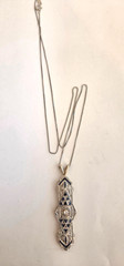 Estate Platinum, 18K YG, 14K White Gold Diamond & Synthetice Sapphire Necklace