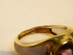 Unique Vintage 10 K Gold Amethyst Transparent Sides Mid Century Sz 8 Dinner Ring