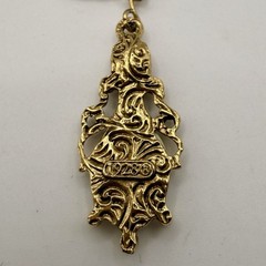 Vintage 1928 Gold Tone Rose Pendant Necklace Amethyst Purple Rhinestone
