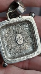 Vtg Premier Design Silver Tone Black Onyx Style Cabochon Pendant Costume