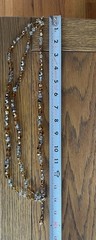 Vintage Crystal Necklace Layered Triple Multi Strand Smoky Gray Gold AB Marvella