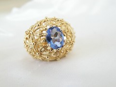Ross Simons Sterling Silver 925 Gold on Simulated Tanzanite Filigree Ring Size 6