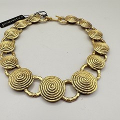 R.J. Graziano Necklace Earrings Set NWT Gold Tone Spiral Disc Statement Collar