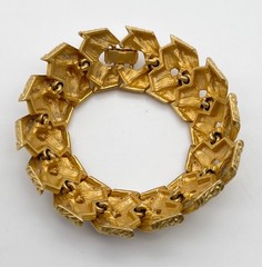 Vtg Brutalist Style Bracelet Matte Gold Tone Metal Links 6.75 in long 1960s-70s