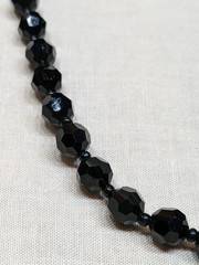 Vintage Black Glass Bead Necklace Classic Retro Gothic Emo Long ~24″