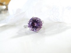 Vintage Sterling Silver 925 Rose De France Heated Amethyst Crown Ring Size 7