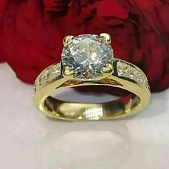 3Ct Round Cut Lab-Created Diamond Engagement Wedding Ring 14k Yellow Gold Plated