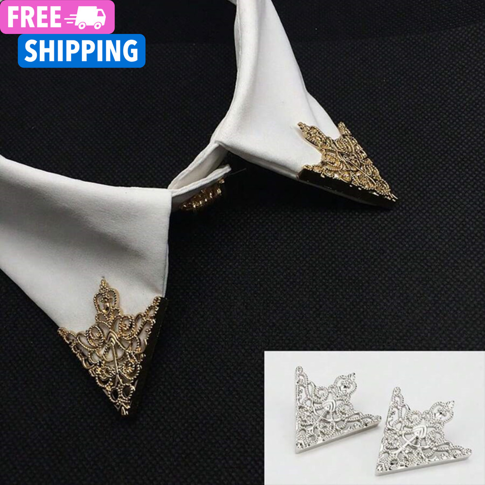 Triangle Brooch Pin Vintage Hollow Unisex Collar Decor Gift Shirt Collar Pin 1Pc