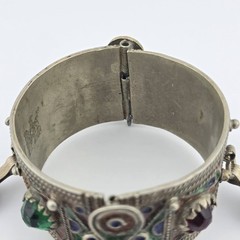 Vintage Berber Moroccan Style Enamel Cuff Bracelet Ethnic Tribal Coin Bangle