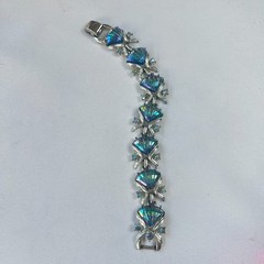Vintage Coro Bracelet with Blue Aurora Borealis Fan Shell Cabochons