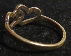 Vintage Used Two Hearts Together 18K HGF Ring Size 4.75 Tiny Pinky Unbranded GUC